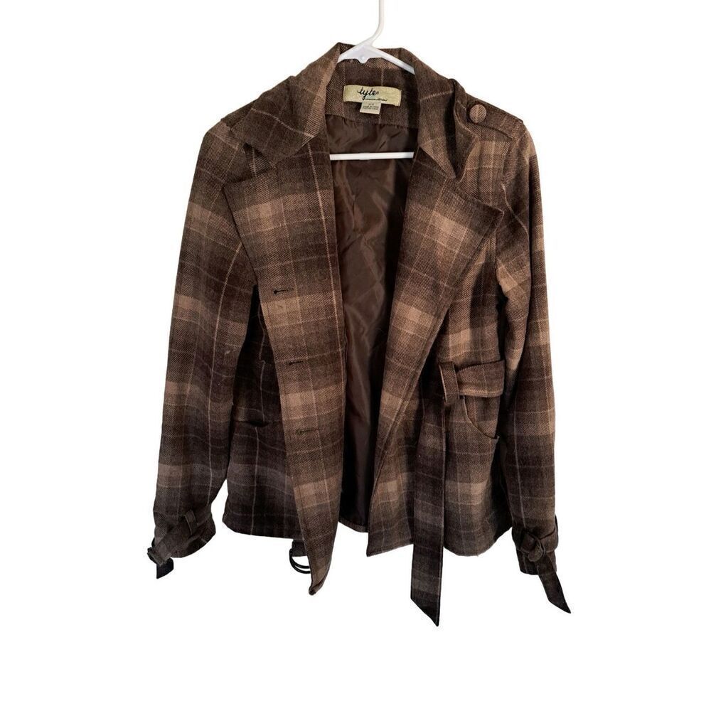 TYTE Brown Plaid Belt Jacket size medium